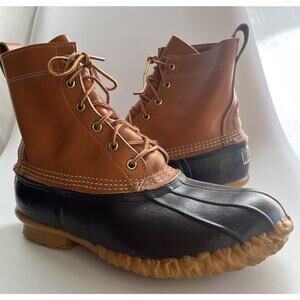 LL Bean duck Boots Women’s 8 C Narrow Brown Leather Rubber USA Made